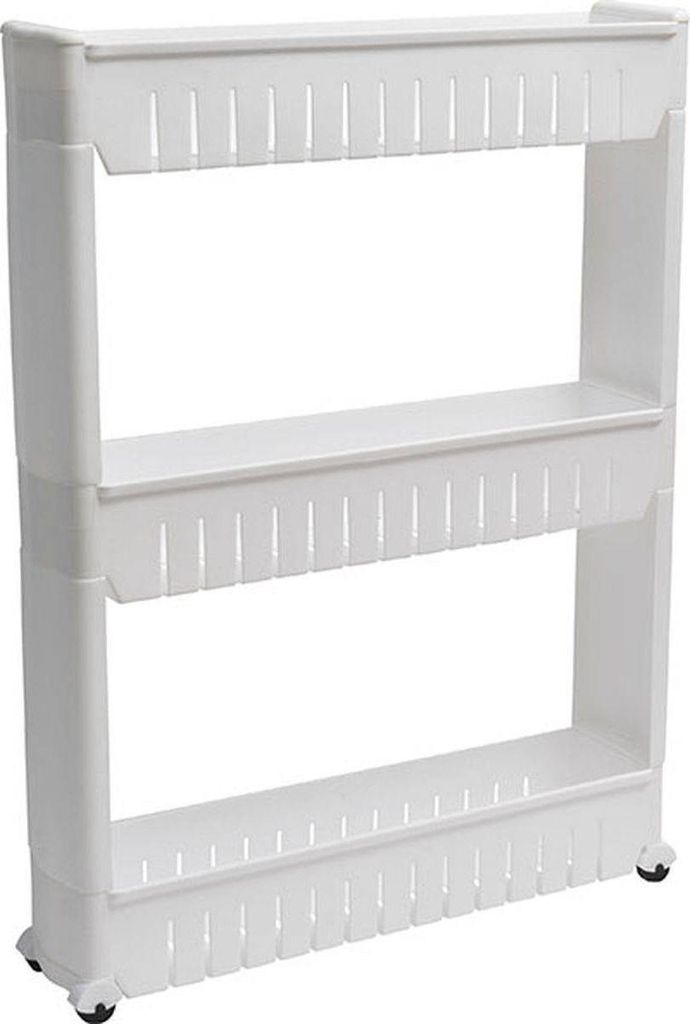 Pp-regal mit 3 ebenen auf rollen - weiss - Tendance