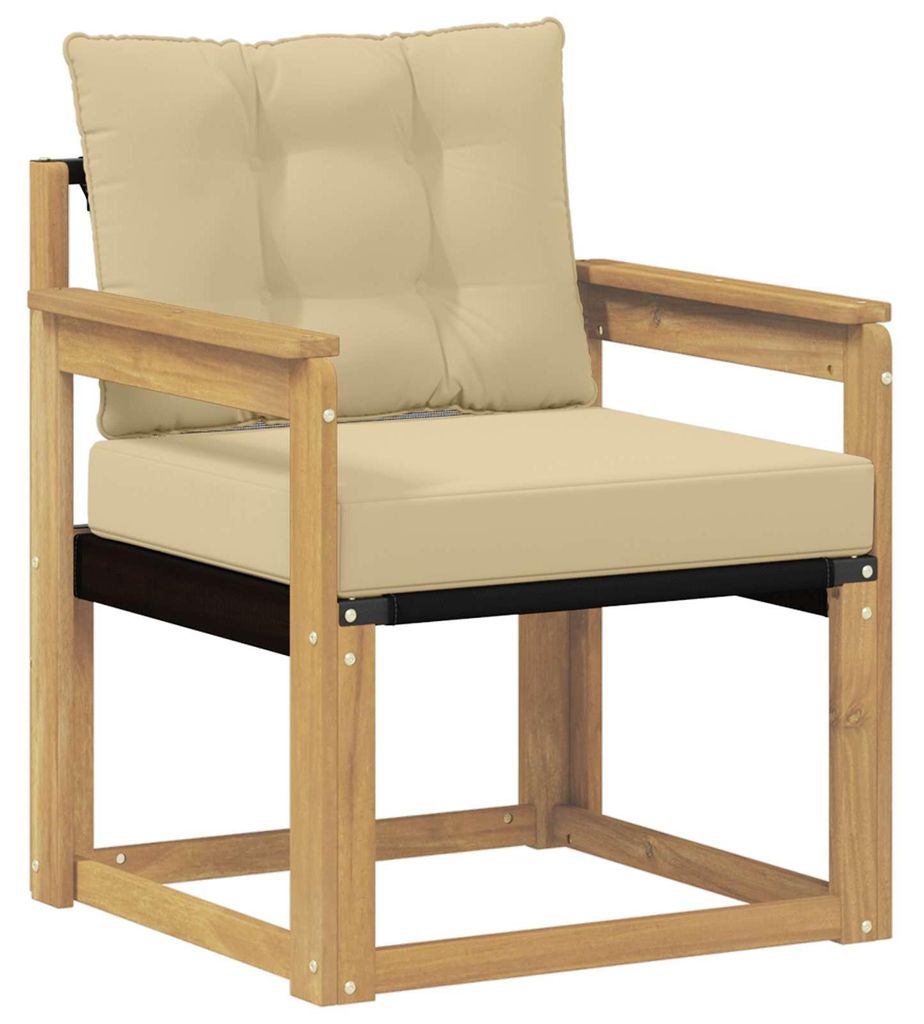 “2026 Modern“ Braun Outdoor-Sofa Massives Akazienholz und Textilene Weiß - Designermöbel 64071 - Gartensofas