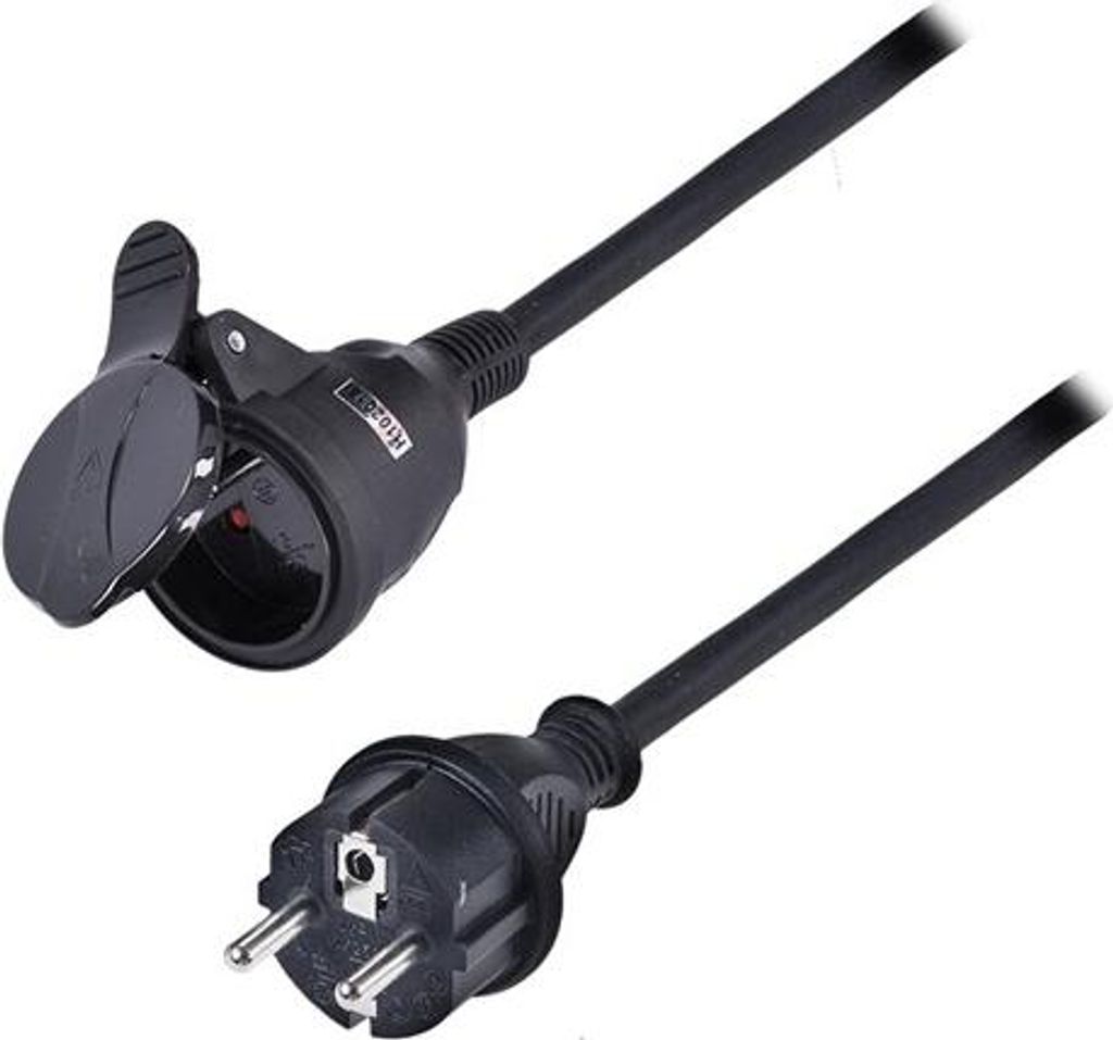 Solight Verlängerungskabel - Stecker, 1 Buchse, schwarz, Gummi, 20m