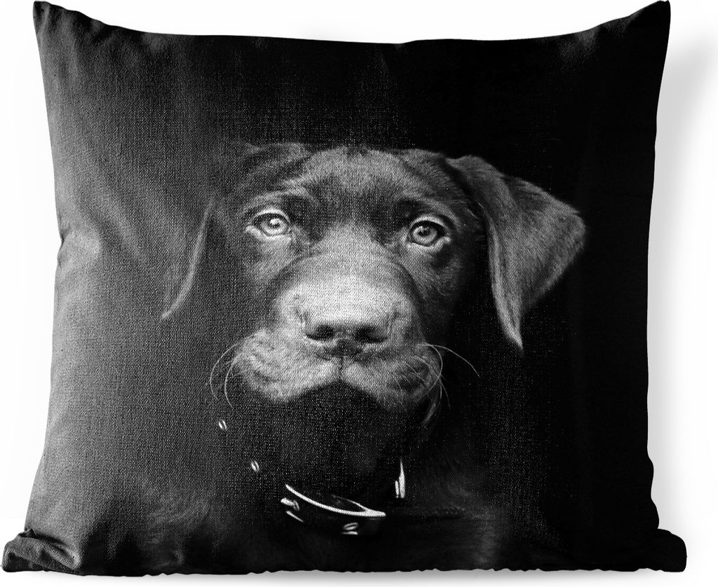 MuchoWow Outdoor Kissen - Tierprofil Hund in schwarz und weiß - 40x40 cm - Wetterfest - Lounge Kissen - Kopfkissen - Interieur - Polster mit Bild