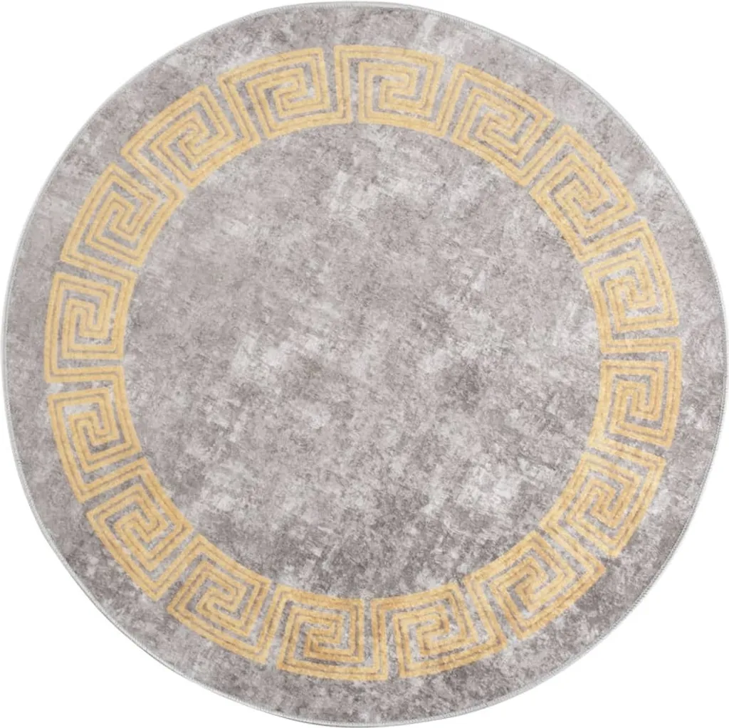 The Living Store Tapis Lavable Gris φ120 cm Antidérapant pour Salon Chic