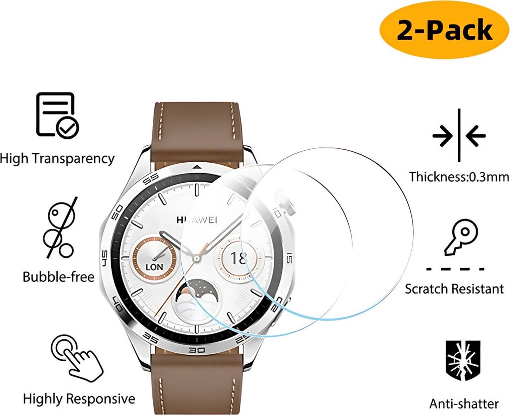 2er-Pack Schutzglas Für Huawei Watch GT4 46mm Displayschutz Film 9H Schutzfolie