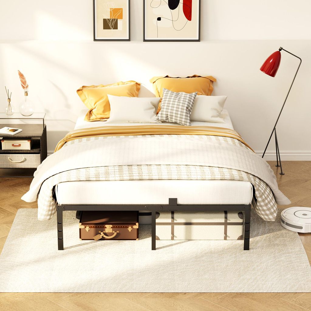 Bett 160 x 200 cm, Bettgestell mit Stauraum, Modernes Produktbild 