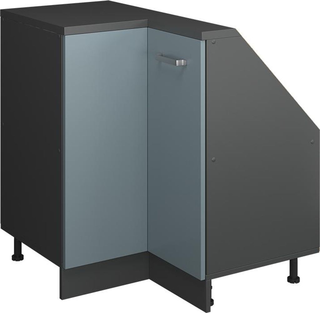 Eck-Küchenschrank für Dachschrägen Vicco R-Line Blau-Grau 75.6 cm mit 1 Tür, Model 59096