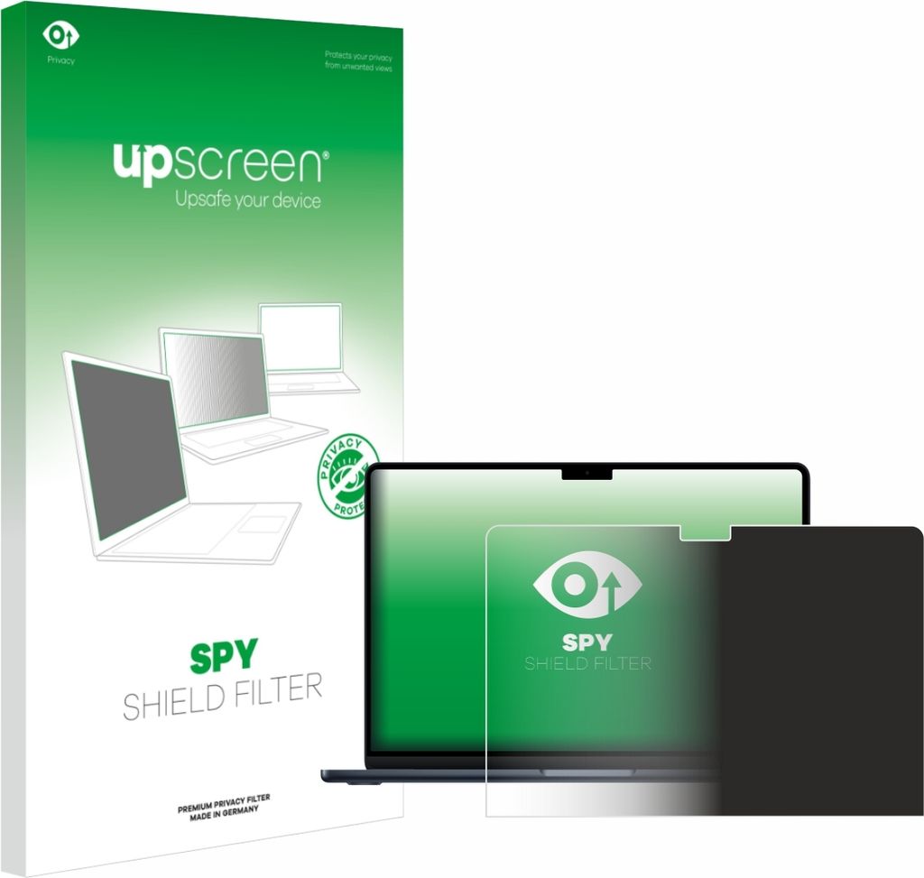 upscreen Blickschutzfilter für Apple MacBook Air 13" M4 2025 / M5 2026 Anti-Spy Privacy Filter Sichtschutz Blaulicht-Schutz
