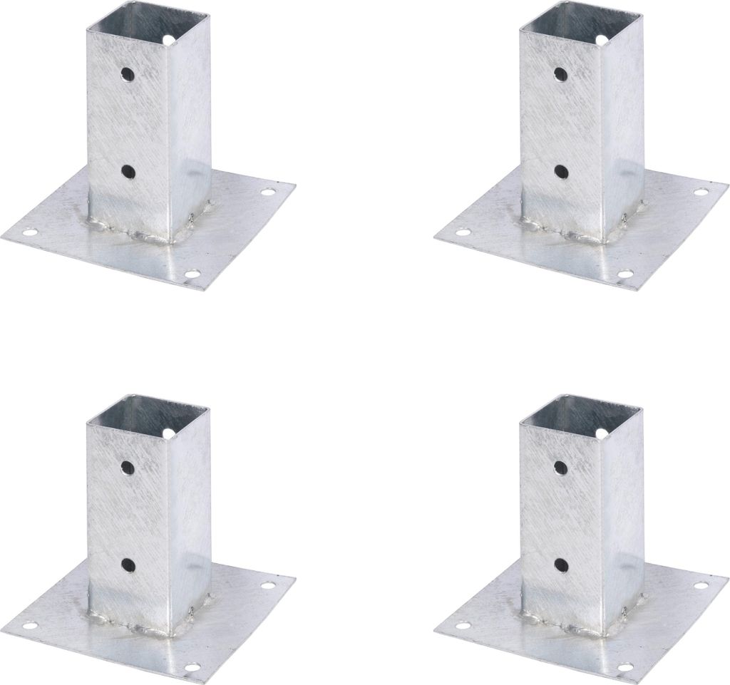 Alberts 4 x Aufschraubhülse für Vierkantholzpfosten, 61x61 mm, feuerverzinkt, zum Aufschrauben