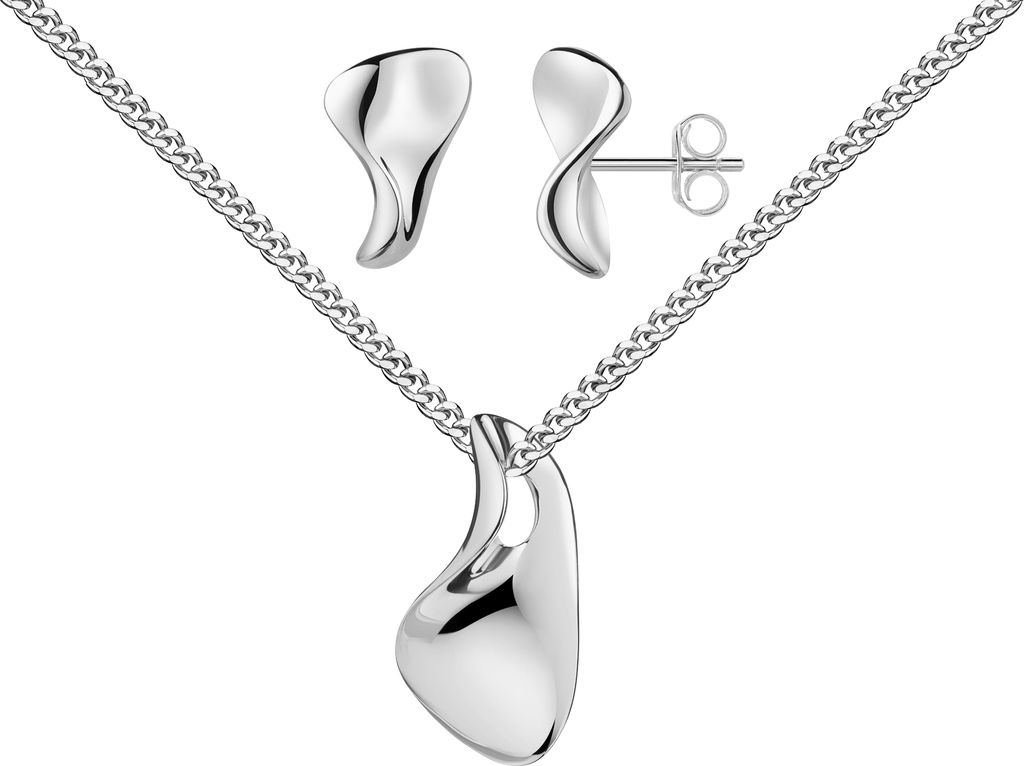 Silber 925 Schmuckset Design-Silberanhänger und 2x Ohrstecker. Mit Kette 60 cm