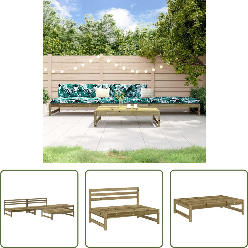 The Living Store 4-tlg. Garten-Lounge-Set Kiefernholz Imprägniert