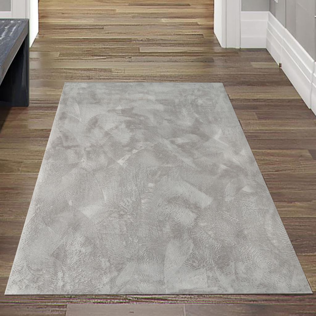 Teppich grau samtig weich Hasenfell-Optik mit sanftem Glanz Größe - 80 x 150 cm