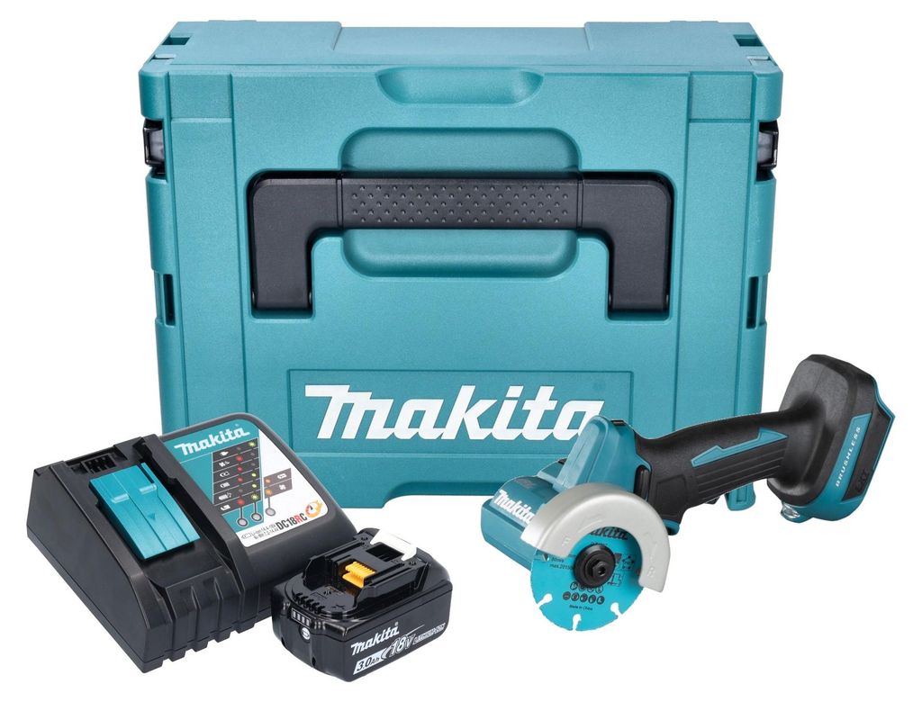 Smerigliatrice angolare a batteria Makita DMC 300 RF1J 18 V Immagine del prodotto 
