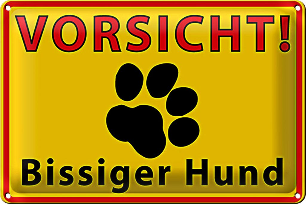 Blechschild Tiere 18x12cm Vorsicht bissiger Hund