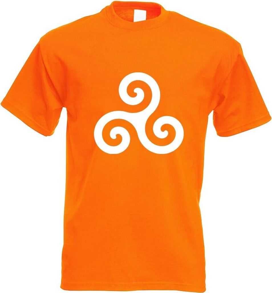 Kiwistar - T-Shirt - orange - Triskele Motiv Bedruckt Funshirt Design Print - mit Motiv Bedruckt - Funshirt Design - Sport - Freizeit - Herren - L