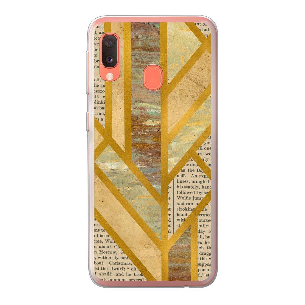 MuchoWow Handyhülle Schutzhülle Hülle für Samsung Galaxy A20e Gold - Marmor - Vintage Silikon Softcase Handy Hülle - Abdeckung