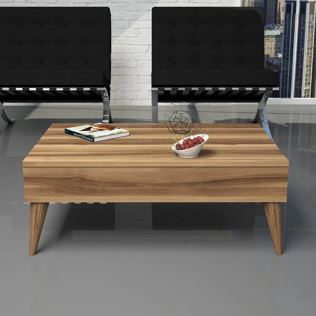 Table Basse Noyer Durable 90x60cm Skye Decor Panneau Mélaminé Qualité - 2