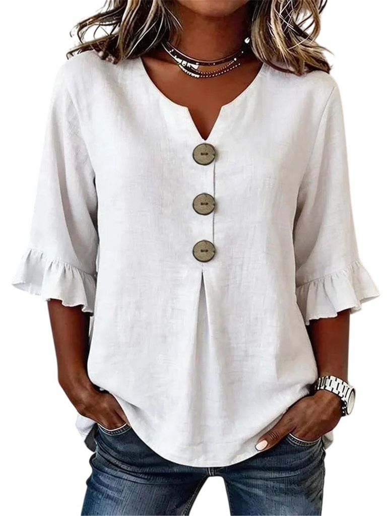 Blouse pour femmes ASKSA, en mousseline, style t-shirt, Image du produit 