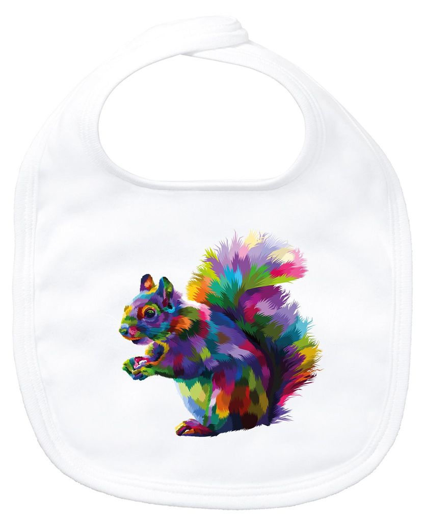 Huuraa Baby Lätzchen Eichhörnchen Colorful White Klettverschluss Baumwolle Latz Geschenkidee