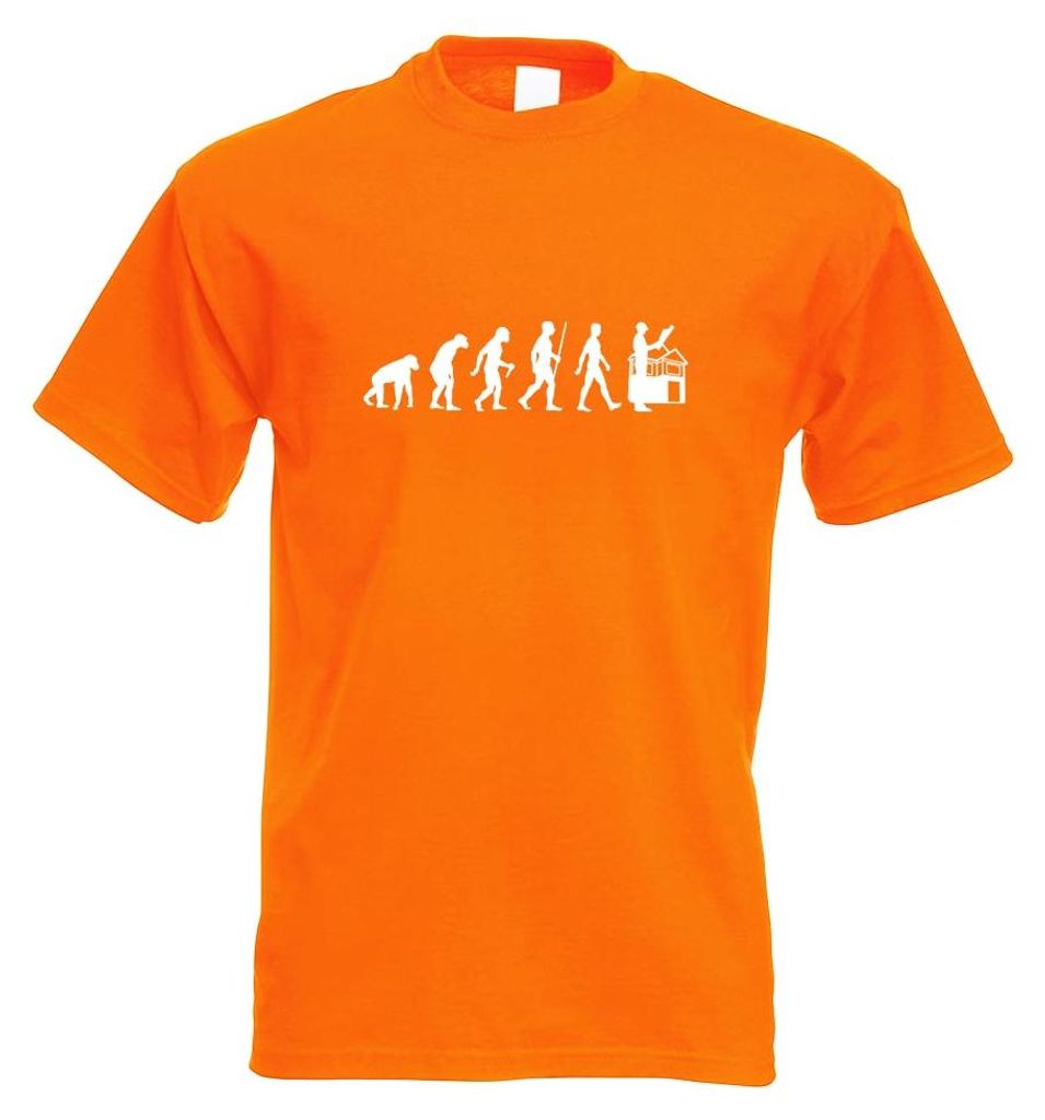 Kiwistar - T-Shirt - orange - Evolution Architekt Herren Funshirt Bedruckt Design Sprüche Spruch Motive - mit Motiv Bedruckt - Funshirt Design - S...