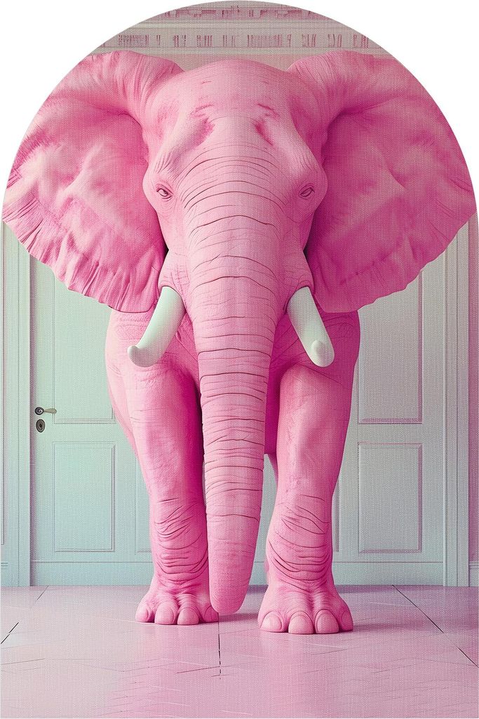 DEQORI Fototapete Rundbogen 120x180 cm 'Elefant im Raum' Wand Tapete Leinwand Sticker