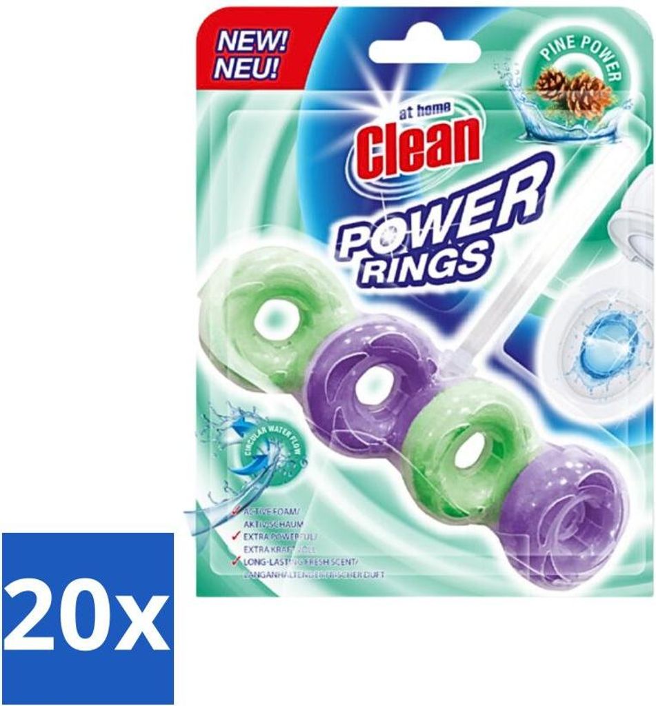 Zuhause - Sauber - Toilettenblock - Power Rings - Pine Power - Extra Stark - 1 Block - Vorteilspack - 20 Stücke