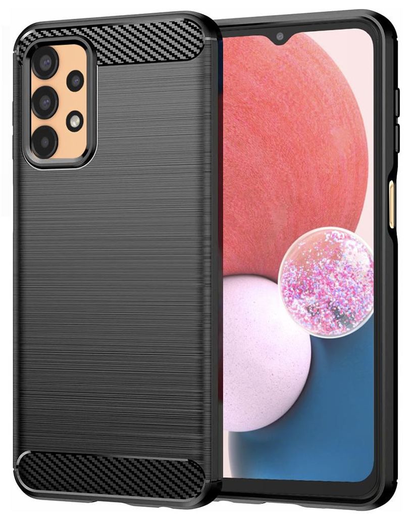 Techsuit Carbon Silicone Back Cover Hülle für Samsung Galaxy A13 - Schwarz