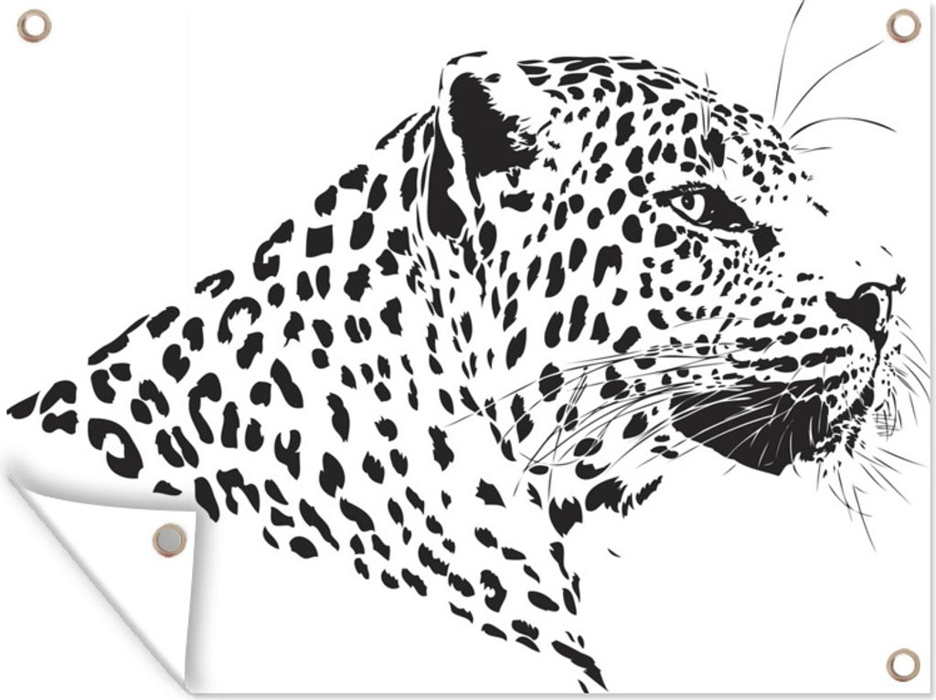 MuchoWow 40x30 cm Outdoor-Poster Gartendeko Sichtschutz Garten Poster für den Garten Eine Illustration der Seite eines Leoparden