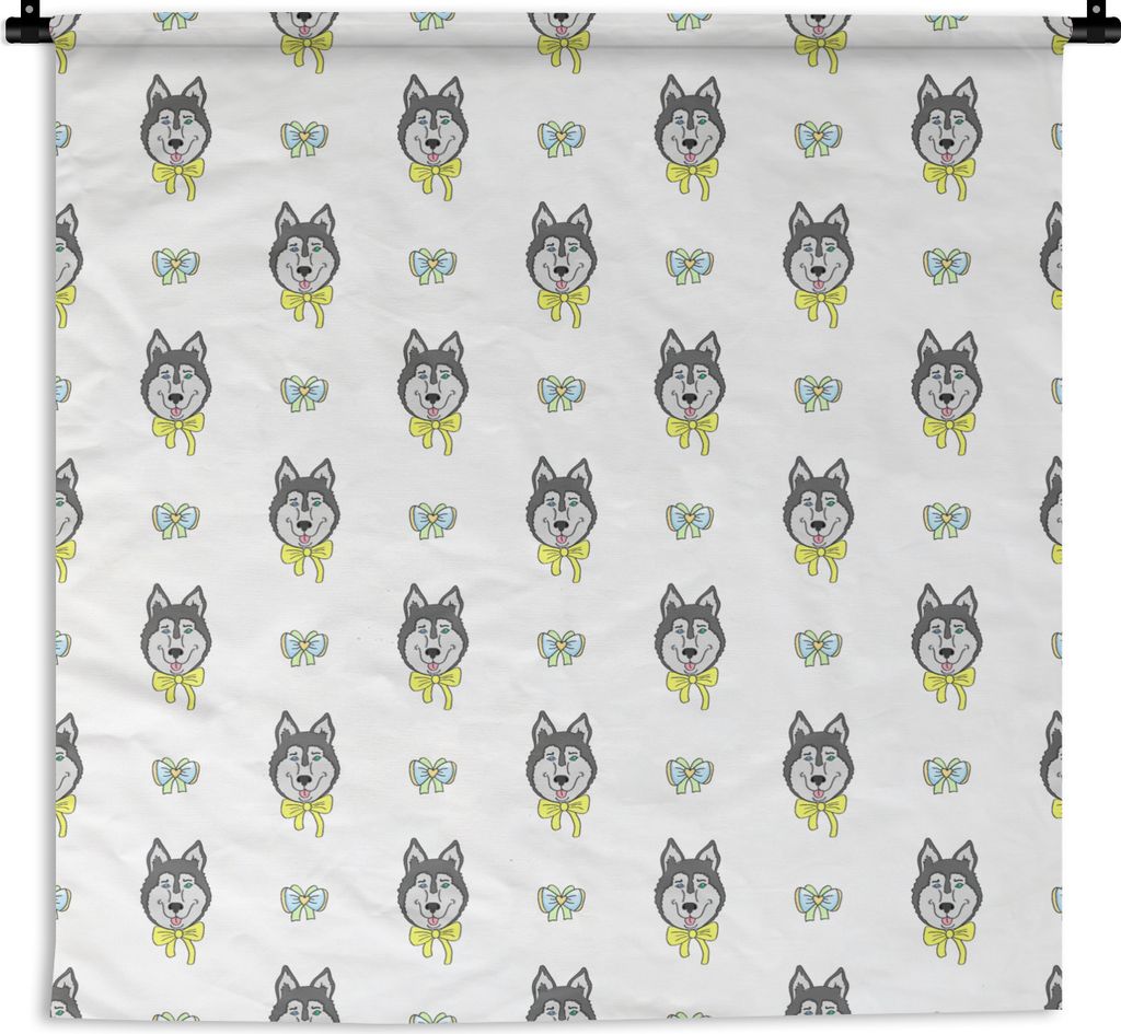MuchoWow Wandteppich Wandbehang Husky - Hund - Winter - Design 120x120 cm Tapisserie Dekoration Wandtuch - Modern - Baumwollgewebe