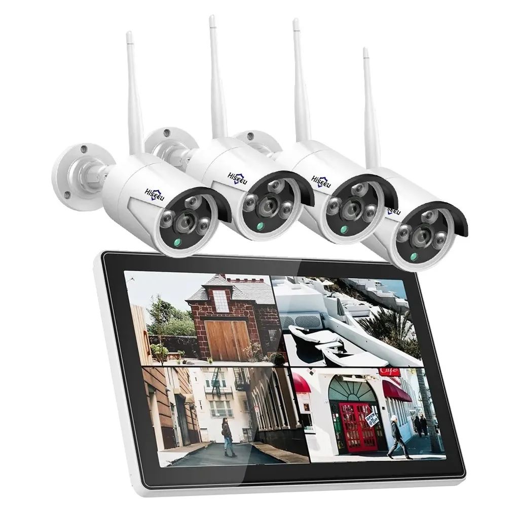 Système Vidéosurveillance Sans Fil pour Maison avec Moniteur LCD 10"