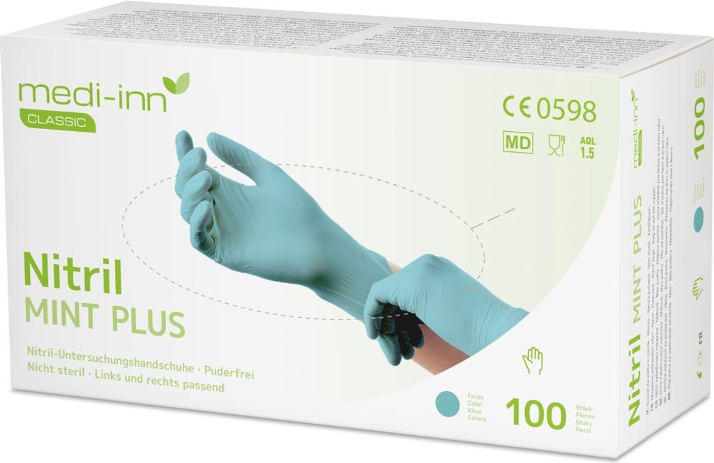 Medi-Inn Nitril Green Plus Einmalhandschuhe, grün, puderfrei (Gr. XL, 10 x 100 = 1000 Stück)
