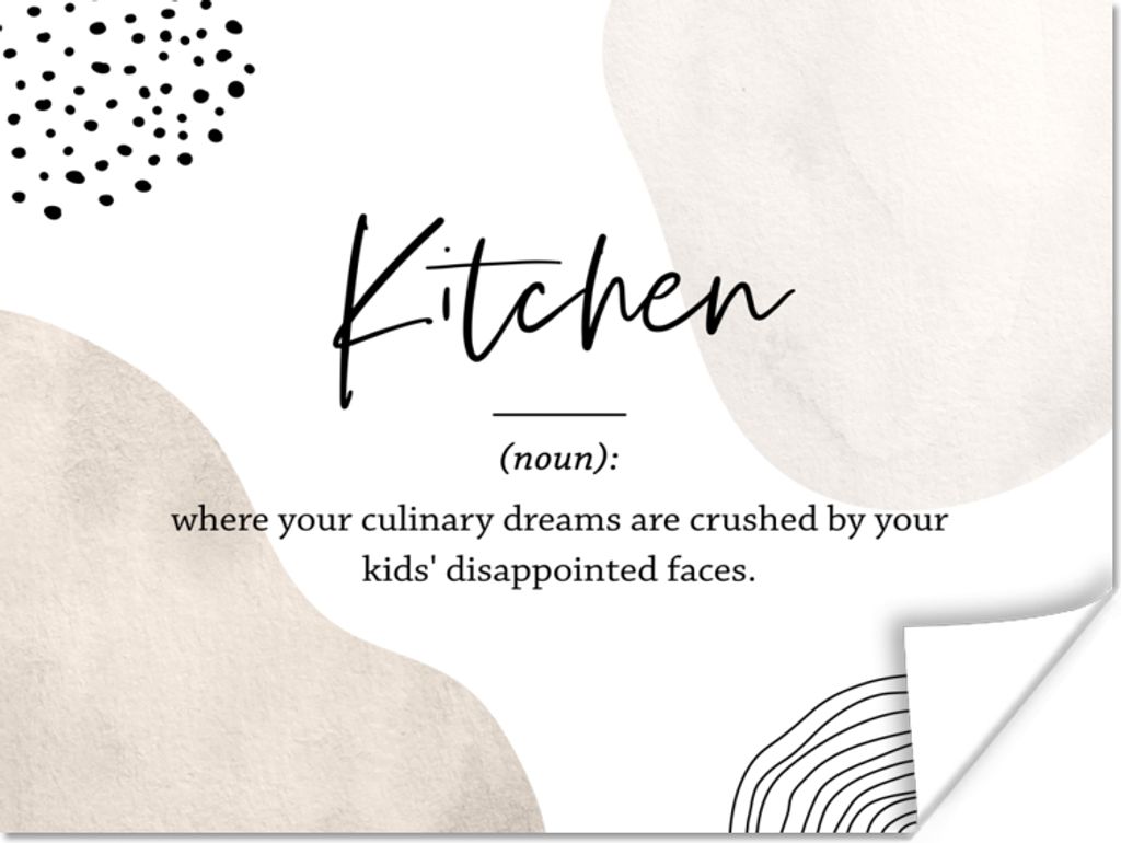 MuchoWow Poster Sprichwörter - Definition Küche - Zitate - Küche - Wörterbuch 120x90 cm - Wandbild