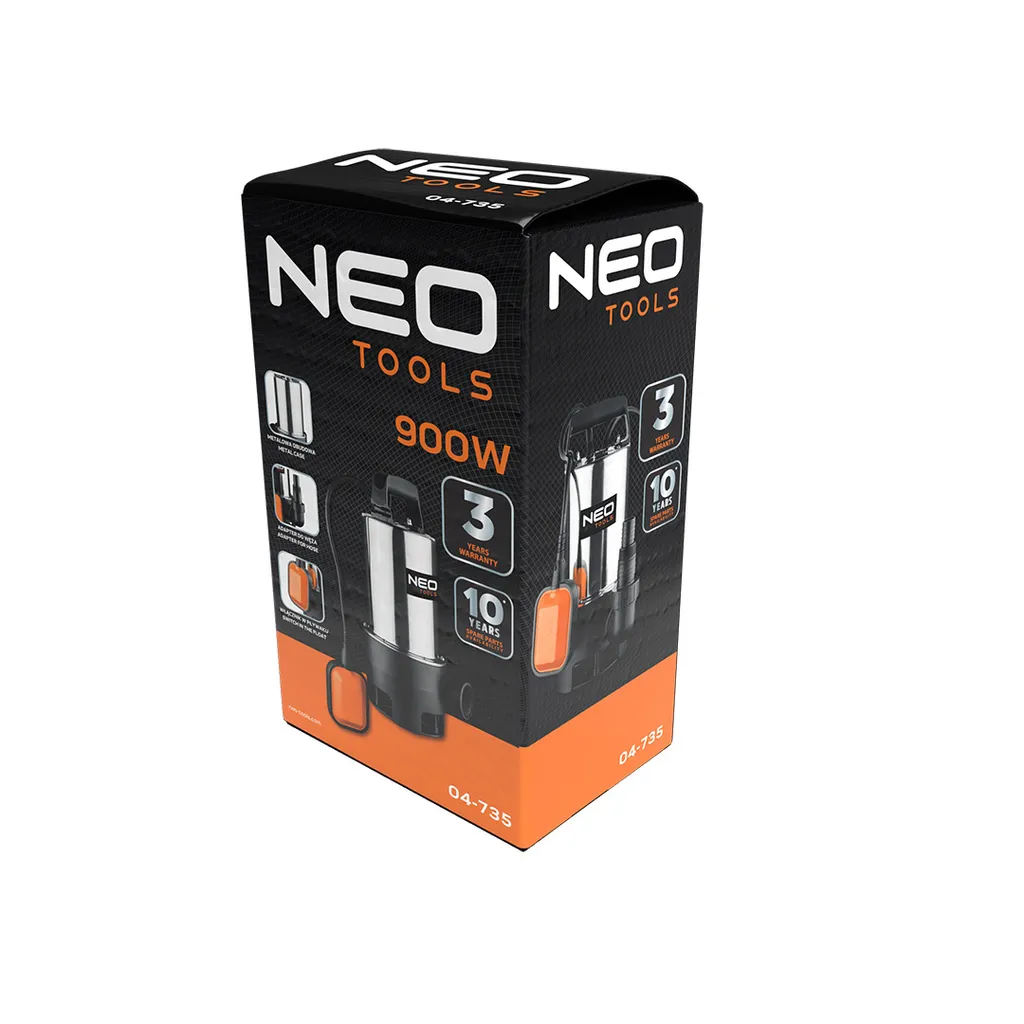 Pompe de relevage eaux usées inox 900W NEO TOOLS granulométrie 25mm