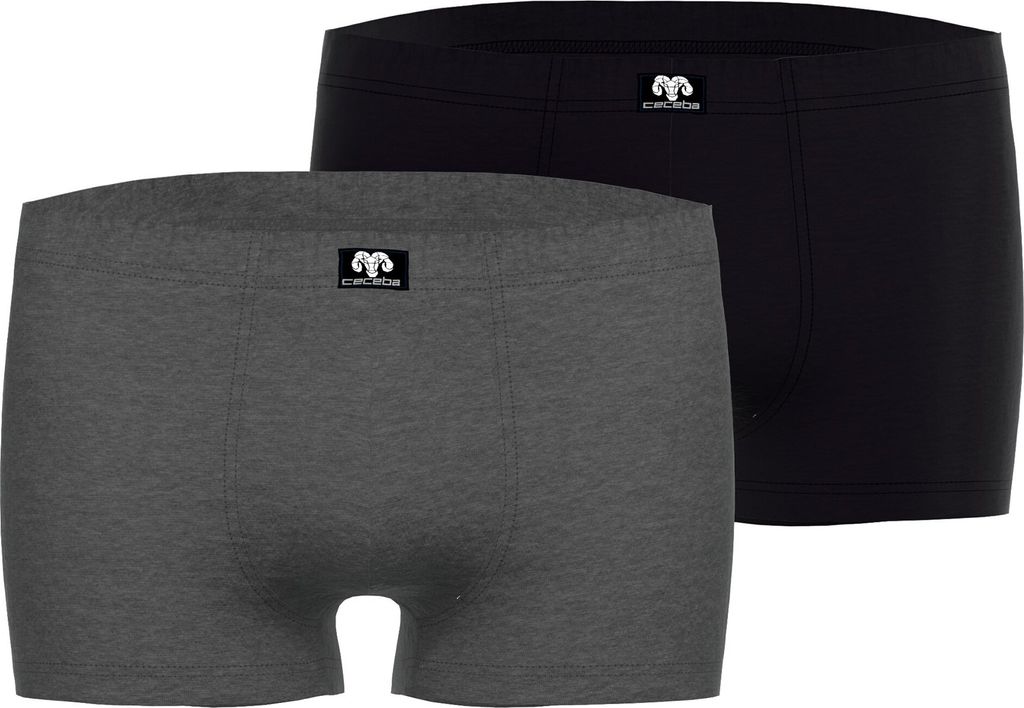 CECEBA Herren Boxershorts, 2er Pack - Konvex, Unterwäsche, Logo, einfarbig Schwarz/Grau 5XL