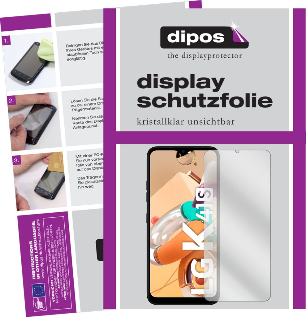 1x Schutzfolie für LG K41S klar Displayschutzfolie Folie Display Schutz dipos