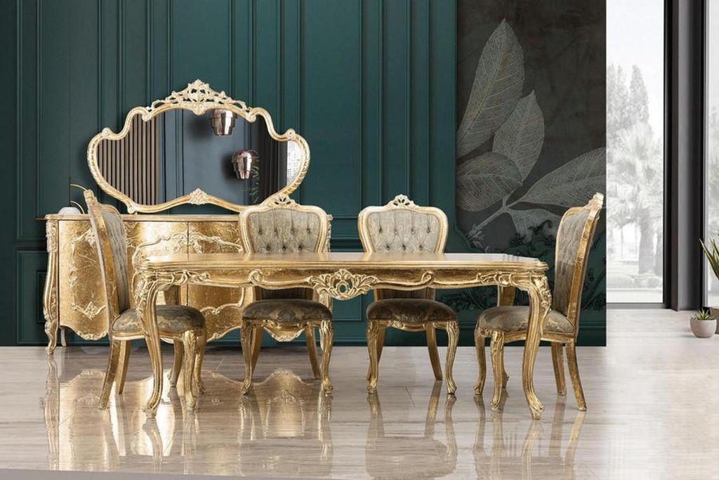 Anrichte Spiegel Luxus Gruppe Kommode Garnitur Kommoden Schrank Anrichten Gold