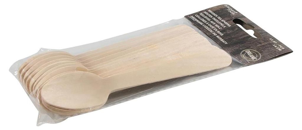 Küchenutensilien Teelöffel aus Holz, Packung mit 12 Stück