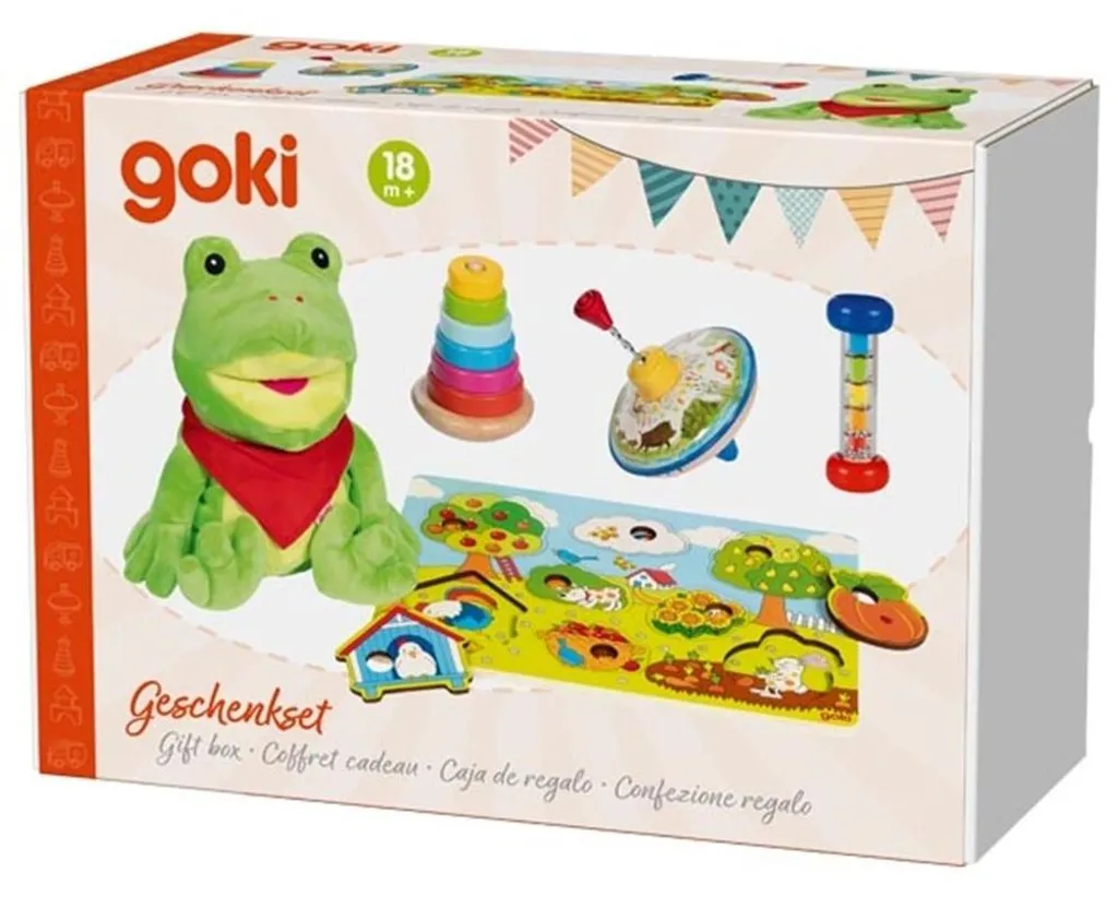 Coffret cadeau naissance complet pour bébé avec doudou et sortie de bain