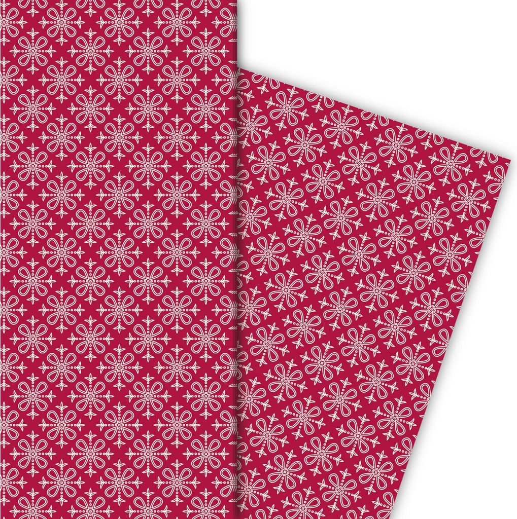 Grafisches Geschenkpapier mit klassischem Kachel Muster in rot - G6287, 32 x 48cm