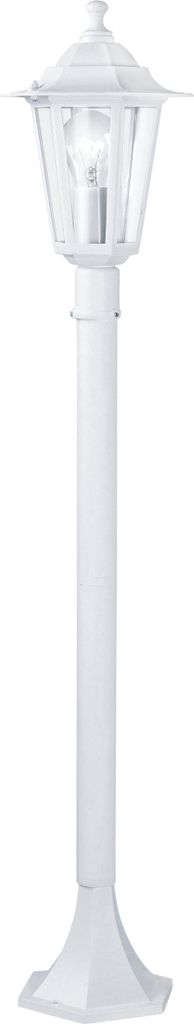 EGLO Außen-Stehlampe Laterna 5, 1 flammige Außenleuchte, Stehleuchte aus Aluguss und Glas, Farbe: Weiß, Fassung: E27, IP44
