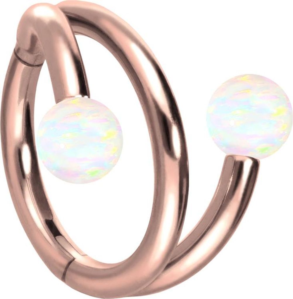 Ohrpiercing, Nasenpiercing, Septum Piercing Titan Segmentring Clicker mit Innengewinde 3 RINGE + 3 SYNTHETSCHE OPALE RoséGold Innendurchmesser: 12 mm
