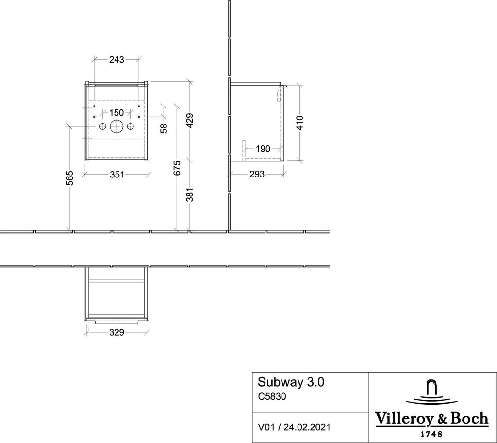Villeroy & Boch C58301VN WTUS Subway 3.0 01 351x429x293mm