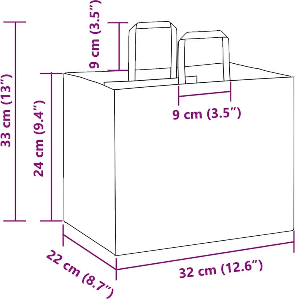 Sacchetti di carta 250 pz. con manici bianchi 32x22x24 cm - 10