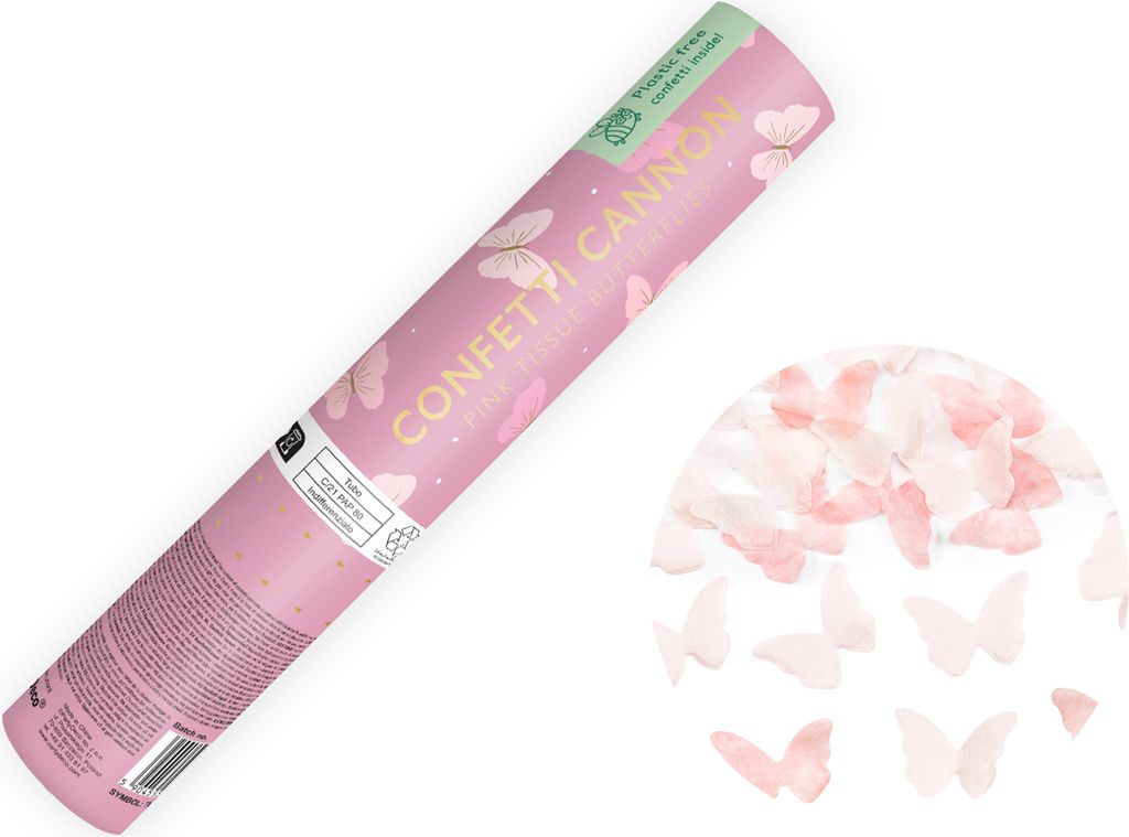 Tuba strzelająca różowymi motylkami, 20 cm Zdjęcie produktu 