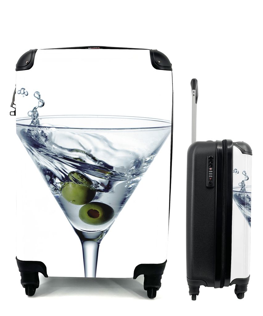 MuchoWow Koffer Handgepäck Trolley Rollkoffer Kleine Reisekoffer mit 4 Rollen - Leckerer Martini mit zwei Oliven - Cabin Size < 55x40x23 cm & 55...