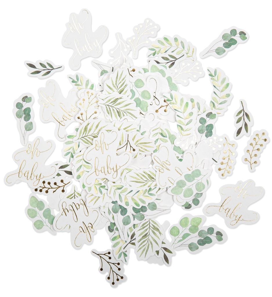 100 Konfetti Oh Baby Eukalyptus + Gold für Babyparty - Einheitsgröße
