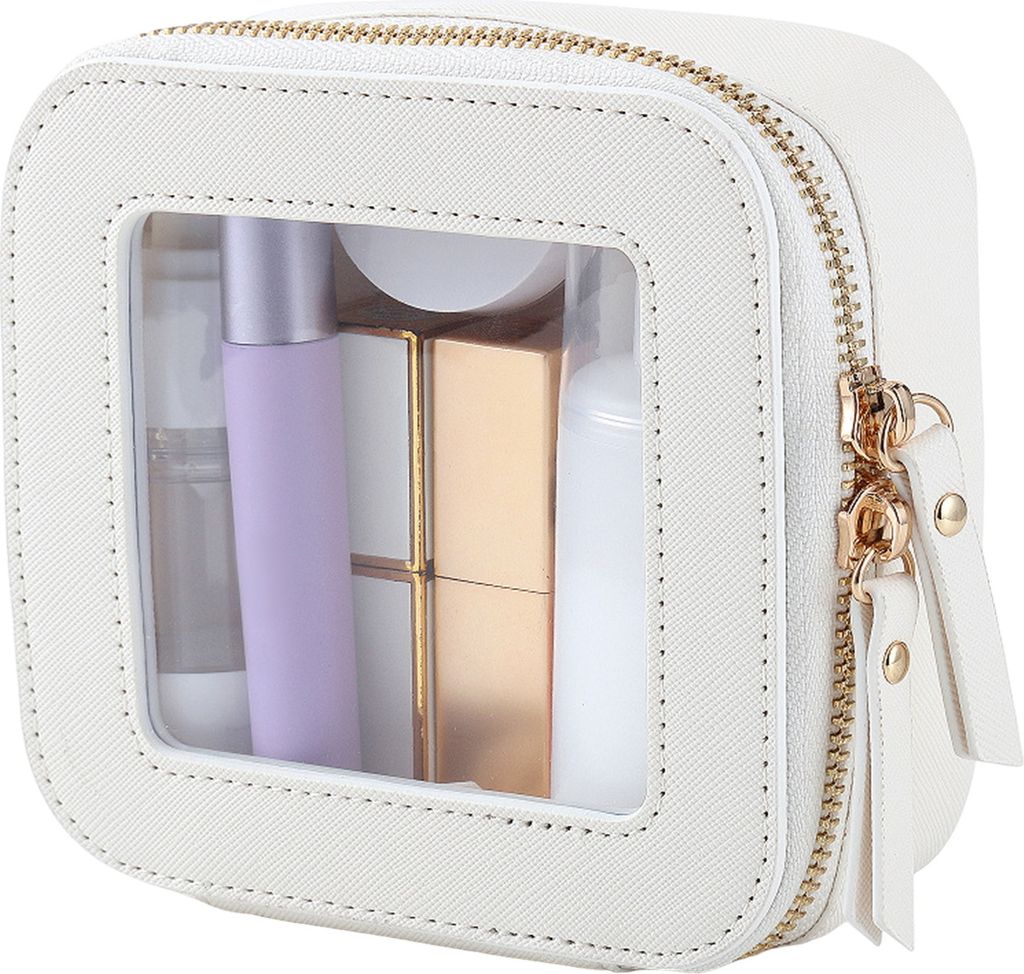 Reise-Make-up-Tasche, klein, wasserdicht, Kulturbeutel, Kosmetiktasche, tragbarer Make-up-Koffer-Organizer mit transparentem Fenster für Damen