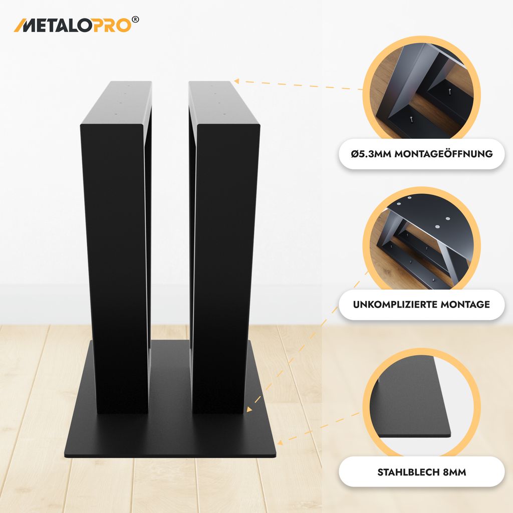 MetaloPro V-Frame Tischgestell, Stabile Metall Tischbeine Produktbild 