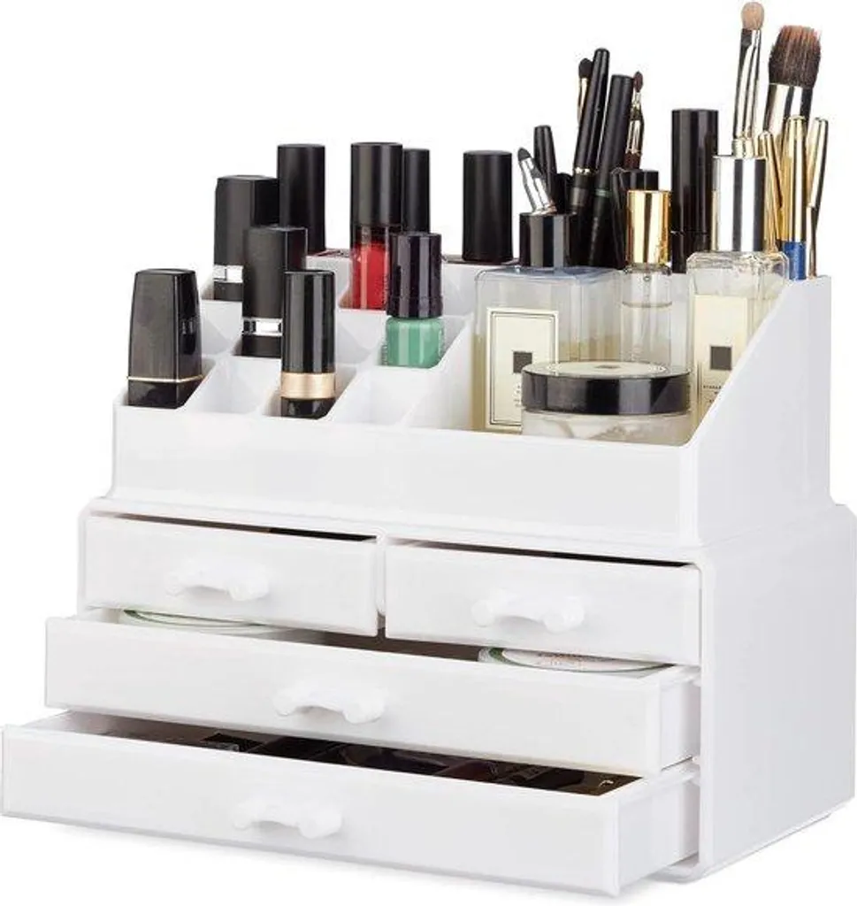 Rangement cosmétiques acrylique blanc 20 cases pour pinceaux et maquillage