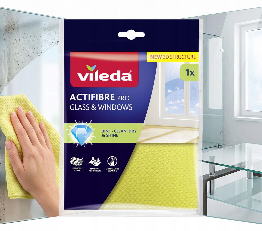 Vileda Actifibre Pro: Microvezeldoek voor glas en ramen, 1 Productafbeelding 