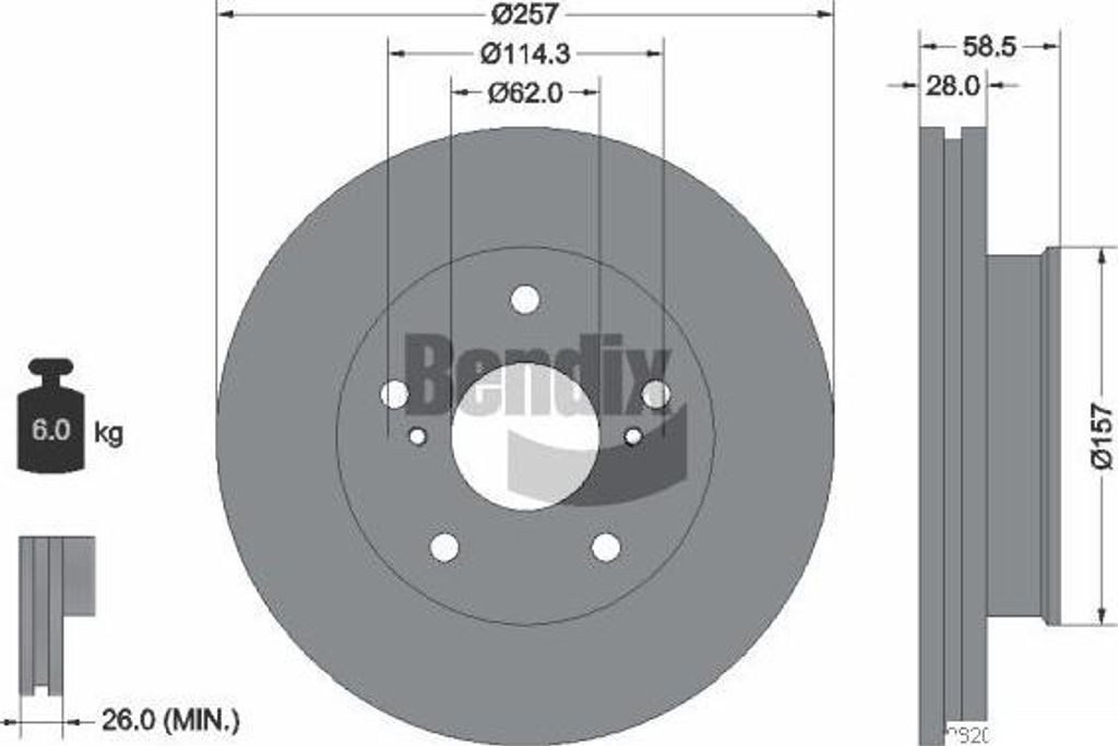 BENDIX Braking BDS1518 Bremsscheibe OE 435120K010 kompatibel mit Hilux