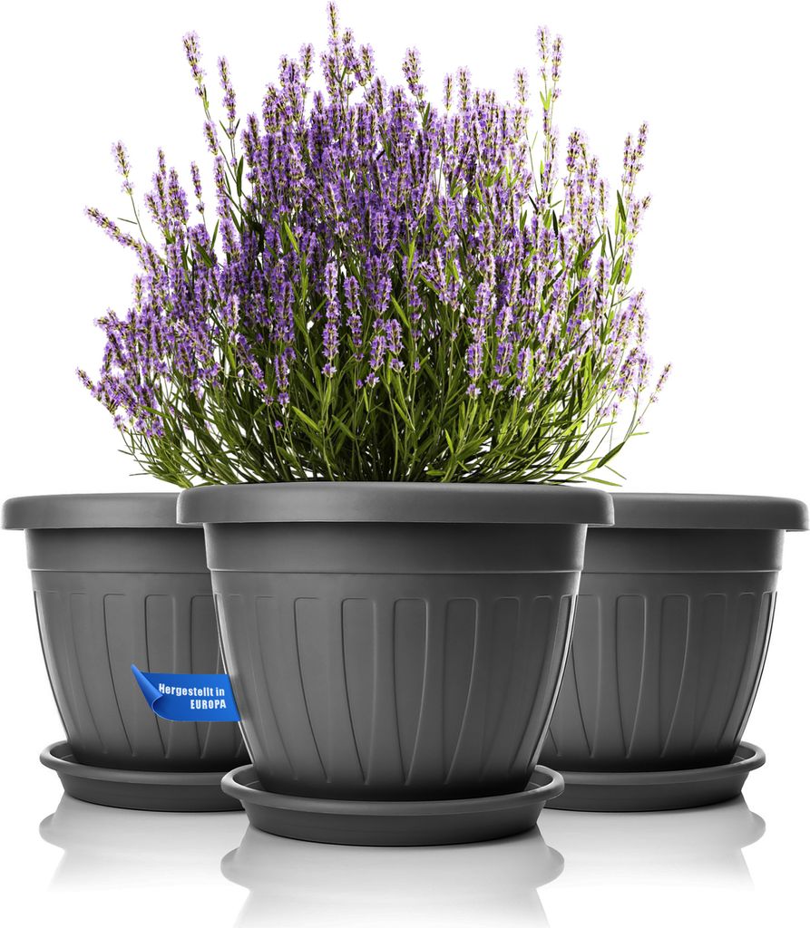 BigDean 3x Blumentopf mit Untersetzer rund ø40xH31 cm Produktbild 