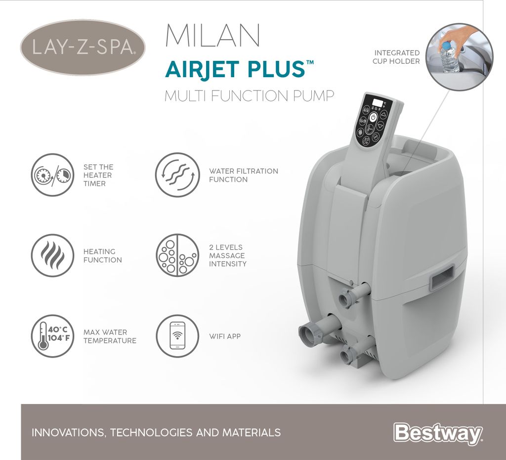 Bestway®  LAY-Z-SPA® WLAN-Whirlpool Milan AirJet Plus™ 196 Produktbild 39